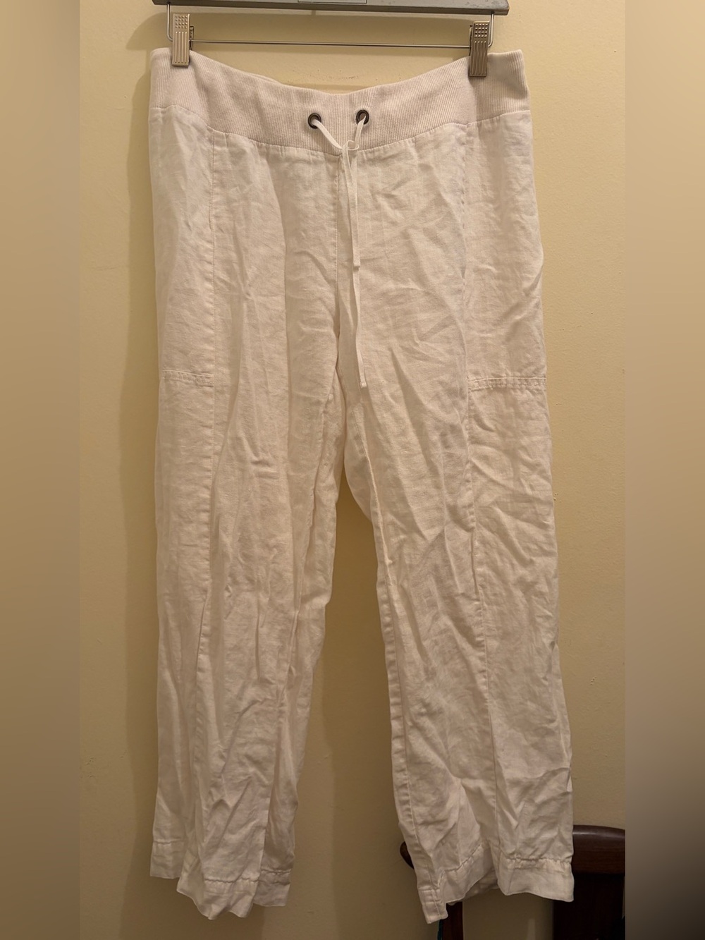 Eileen Fisher White Linen Pants, Petite M, 100% organic